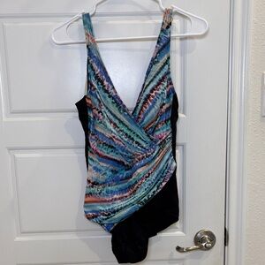 Miraclesuit Tummy Control One Piece Swimsuit Ruched Multicolor Size M/L